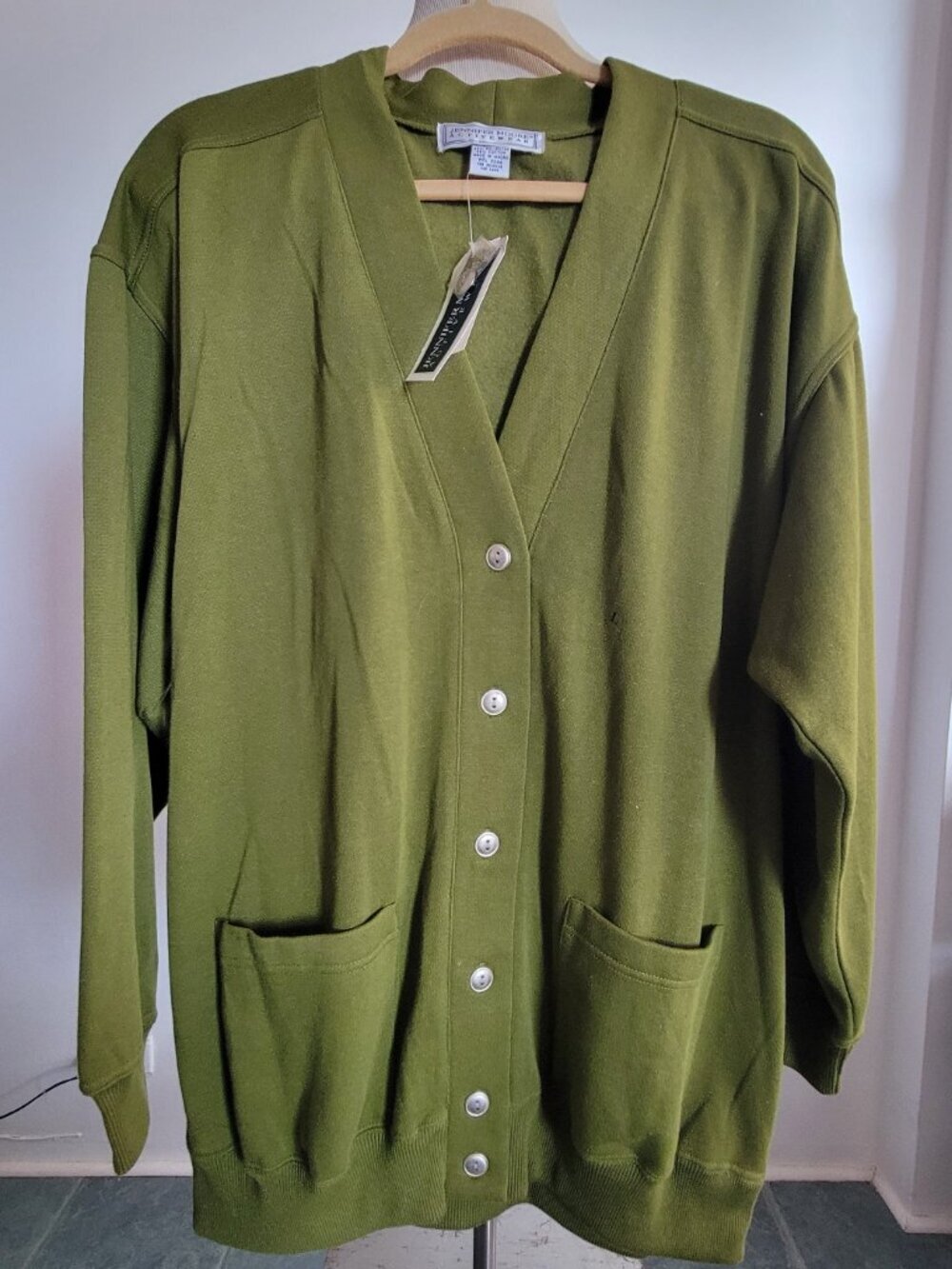 Vintage Jennifer Moore Activewear Olive Green Cardigan – NWT – Size L - Picture 12 of 14